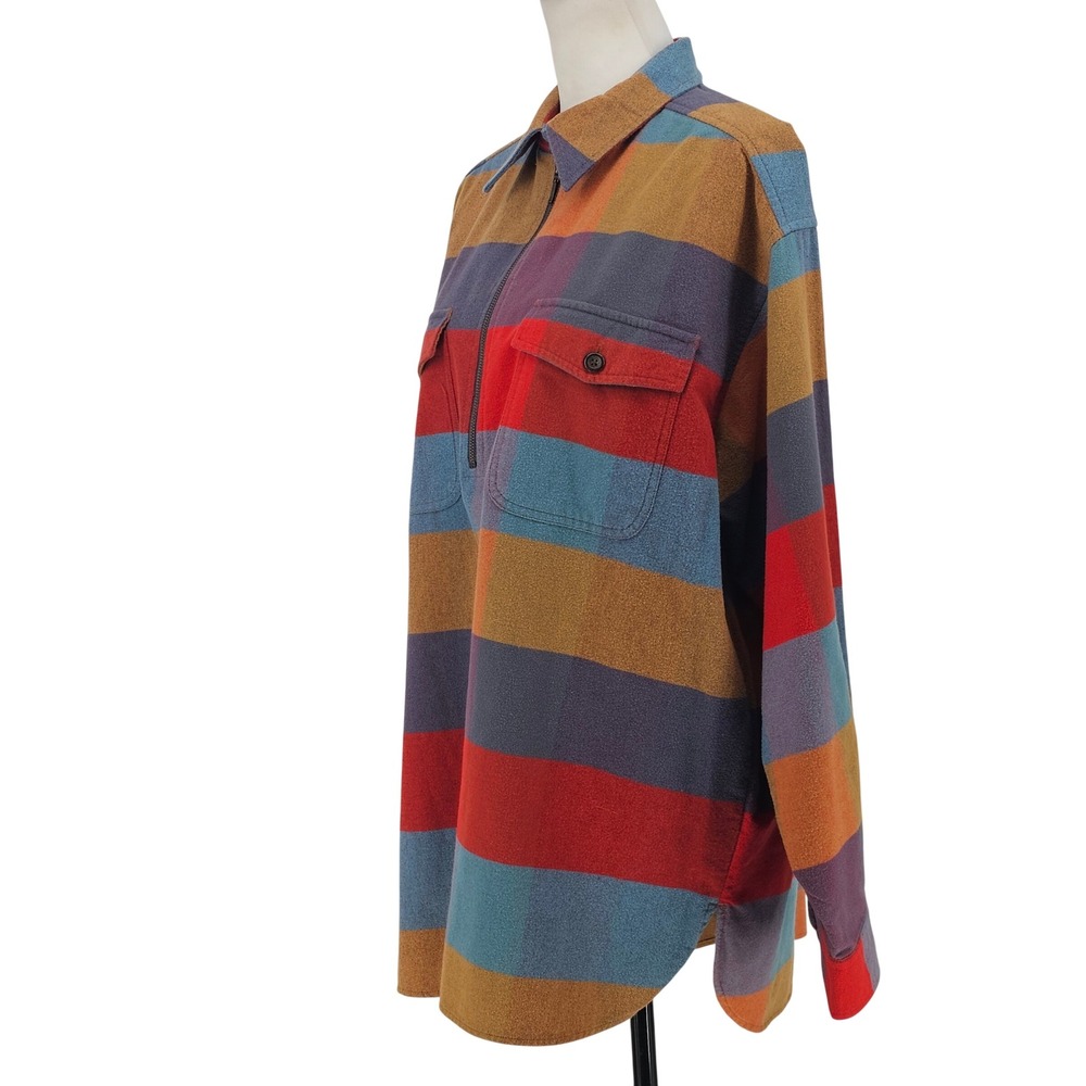 Vintage Eddie Bauer Half Zip Pullover Flannel Shirt L Multicolor Gorpcore Casual - Picture 2 of 11